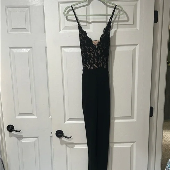Express Black Lace Jumpsuit - Picture 1 of 4